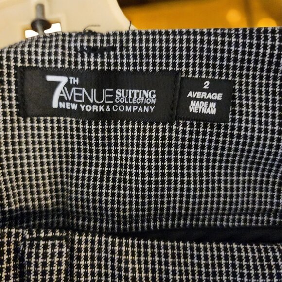 NY & Co 7th Avenue Pants Size 2 Micro Check Dress Slacks Workwear Career Trouser - Picture 7 of 10